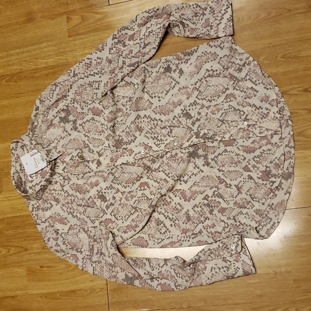 NWT Nanette Lepore mauve snake skin print blouse XS